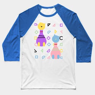 Geometric colourfull Pattern cat abstract cute Baseball T-Shirt